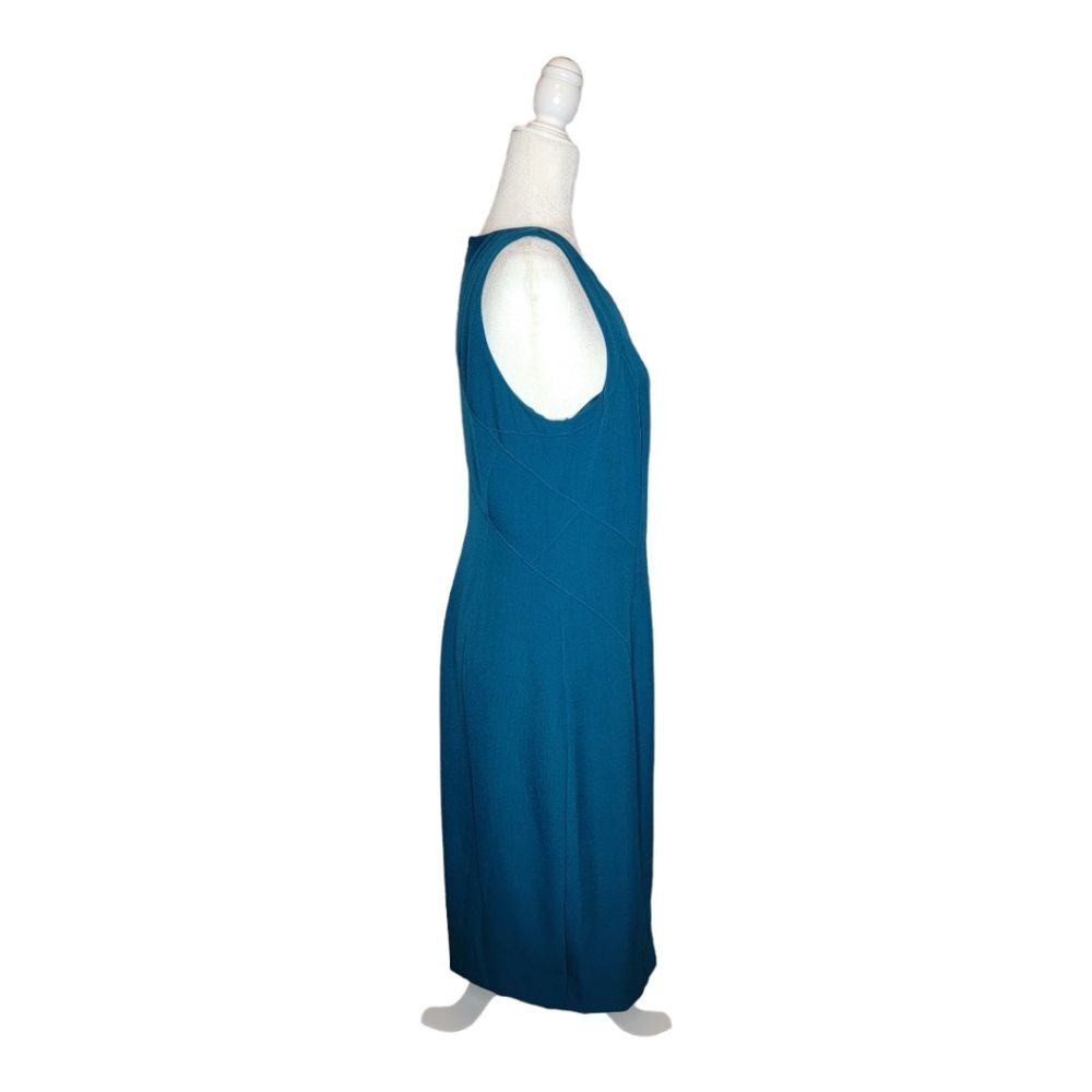 Adrianna Papell women’s size 10 jewel neck sleeveless teal sheath dress lined - Picture 5 of 12